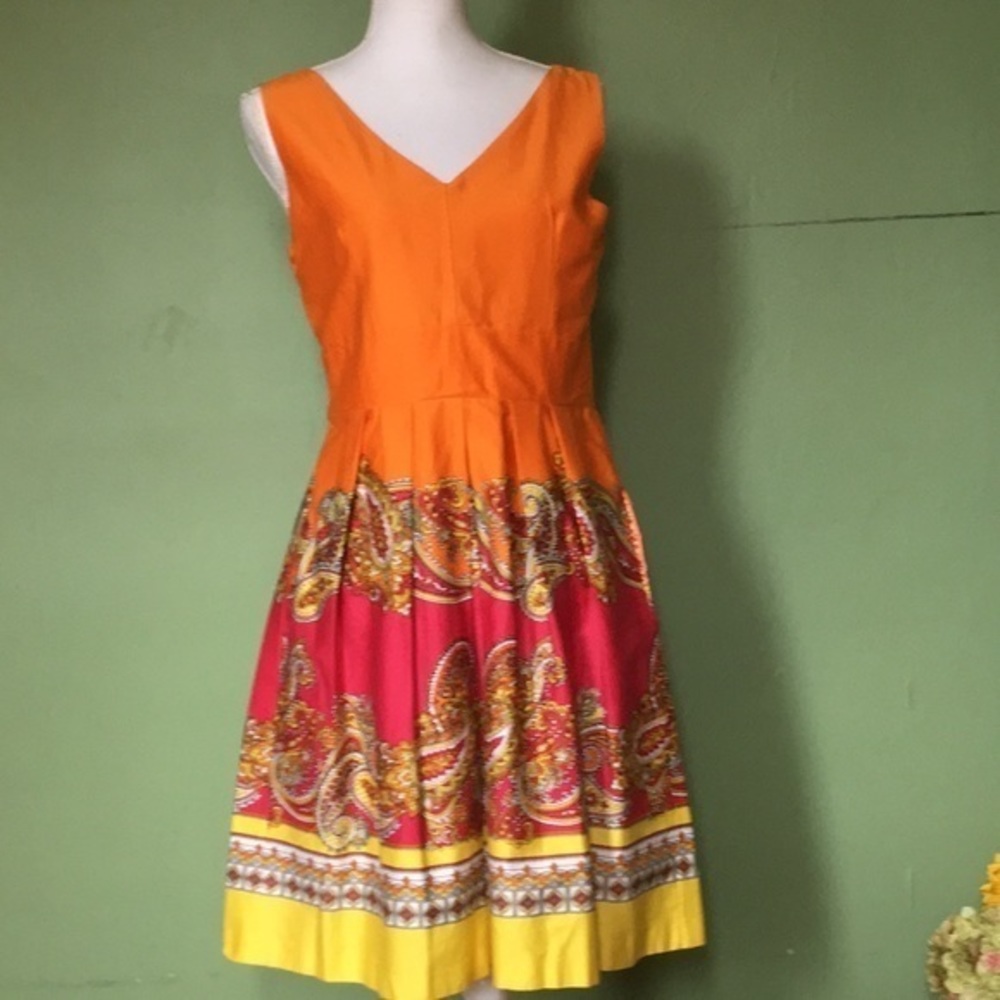 SPENSE orange sleeveless v-neck dress